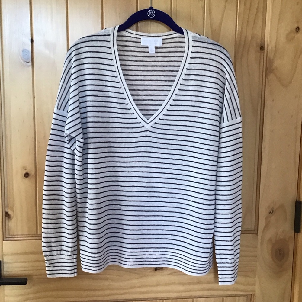 The White Company Black and White Striped Knit lightweight sweater